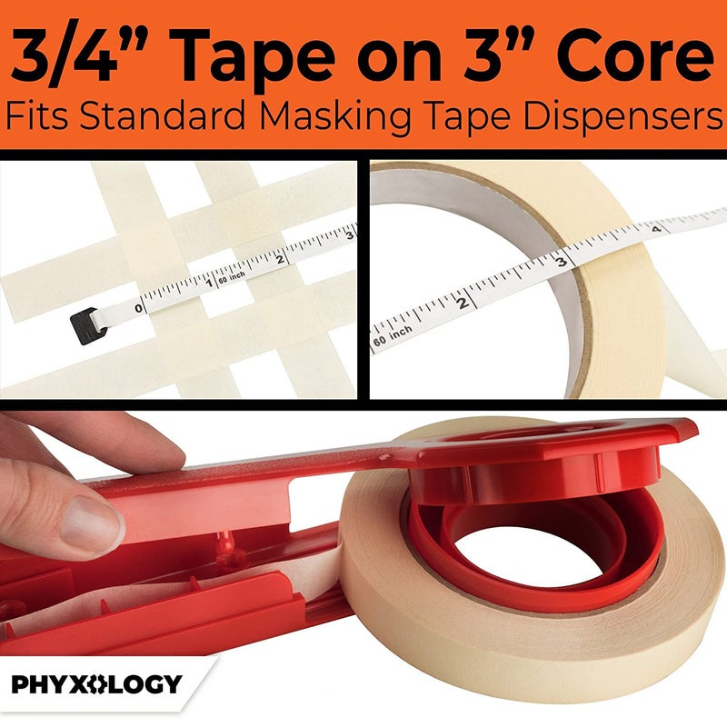 PHYXOLOGY SUPPLY 3/4 in Pro-Grade Masking Tape. Single Roll = 60 Yards of Multi-Use, Easy Tear Removable Tape. Great for Labeling, Painting, Packing and More. Adhesive Leaves No Residue! - Image 2